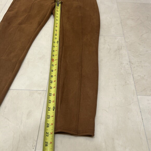 EUC Spanx Sz XL Extra Large Faux Suede Brown Leggings Pants Caramel Stretch - Picture 7 of 11